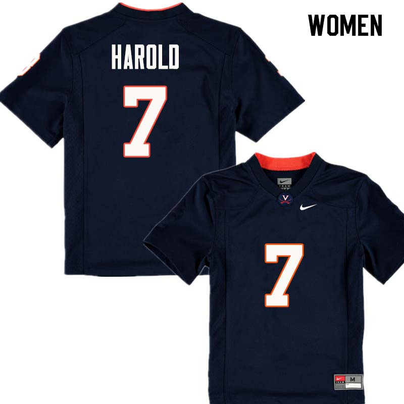 Women #7 Eli Harold Virginia Cavaliers College Football Jerseys Sale-Navy - Click Image to Close